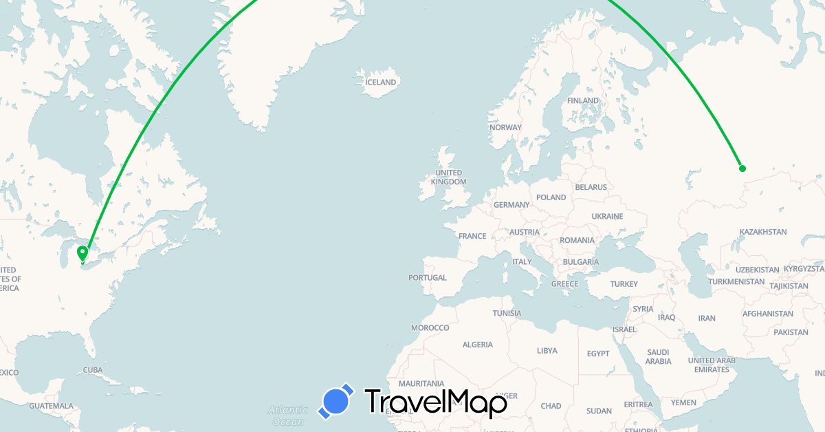 TravelMap itinerary: driving, bus in Russia, United States (Europe, North America)